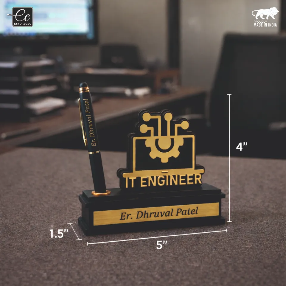 Premium IT Engineer / Graphics Designer Theme Desk Organizer with Name & Pen Holder – Personalized